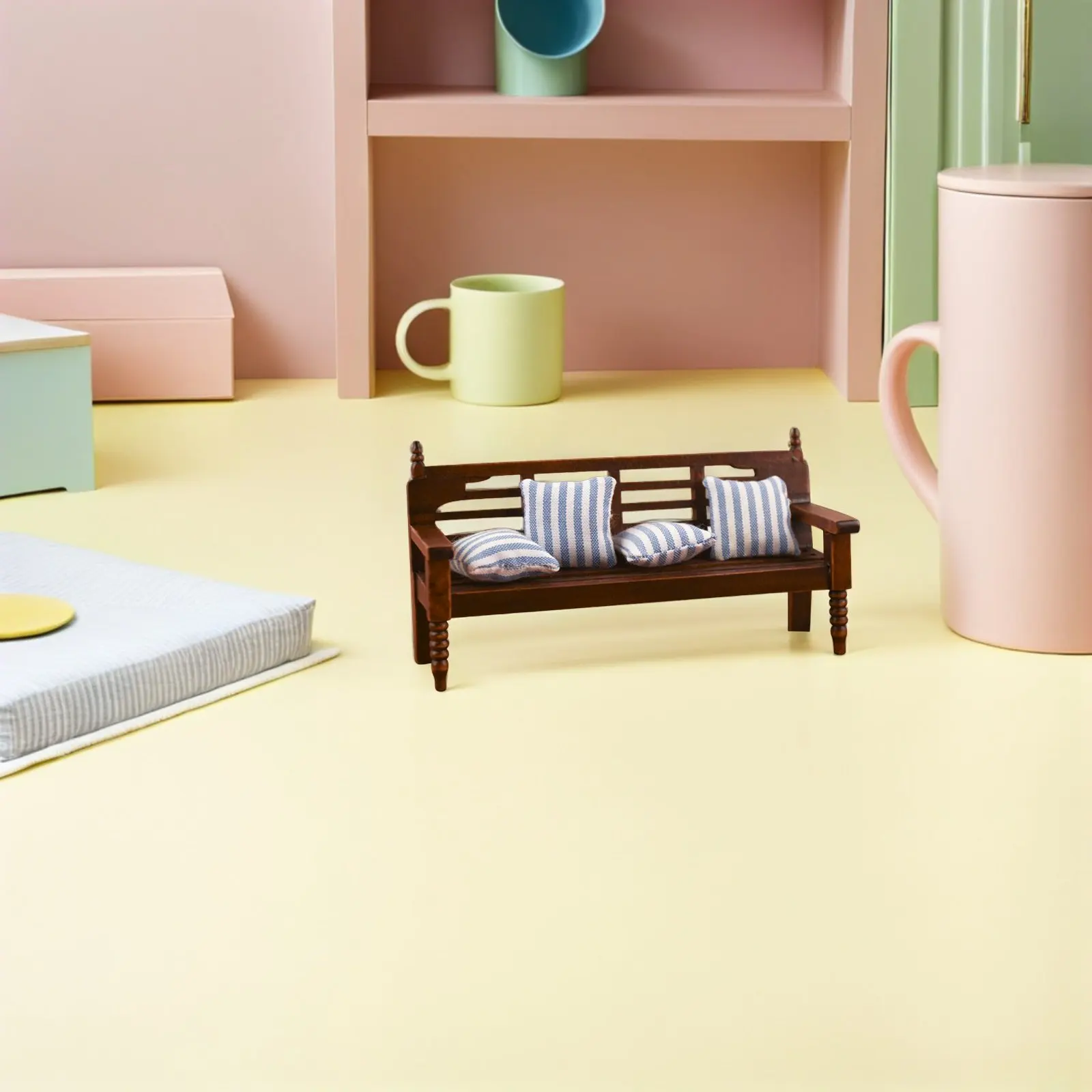 

1Set Wooden Miniature Bench Delicate Mini House Bench Decor DIY Furniture Craft Photo Prop Ornamental Scene Decoration