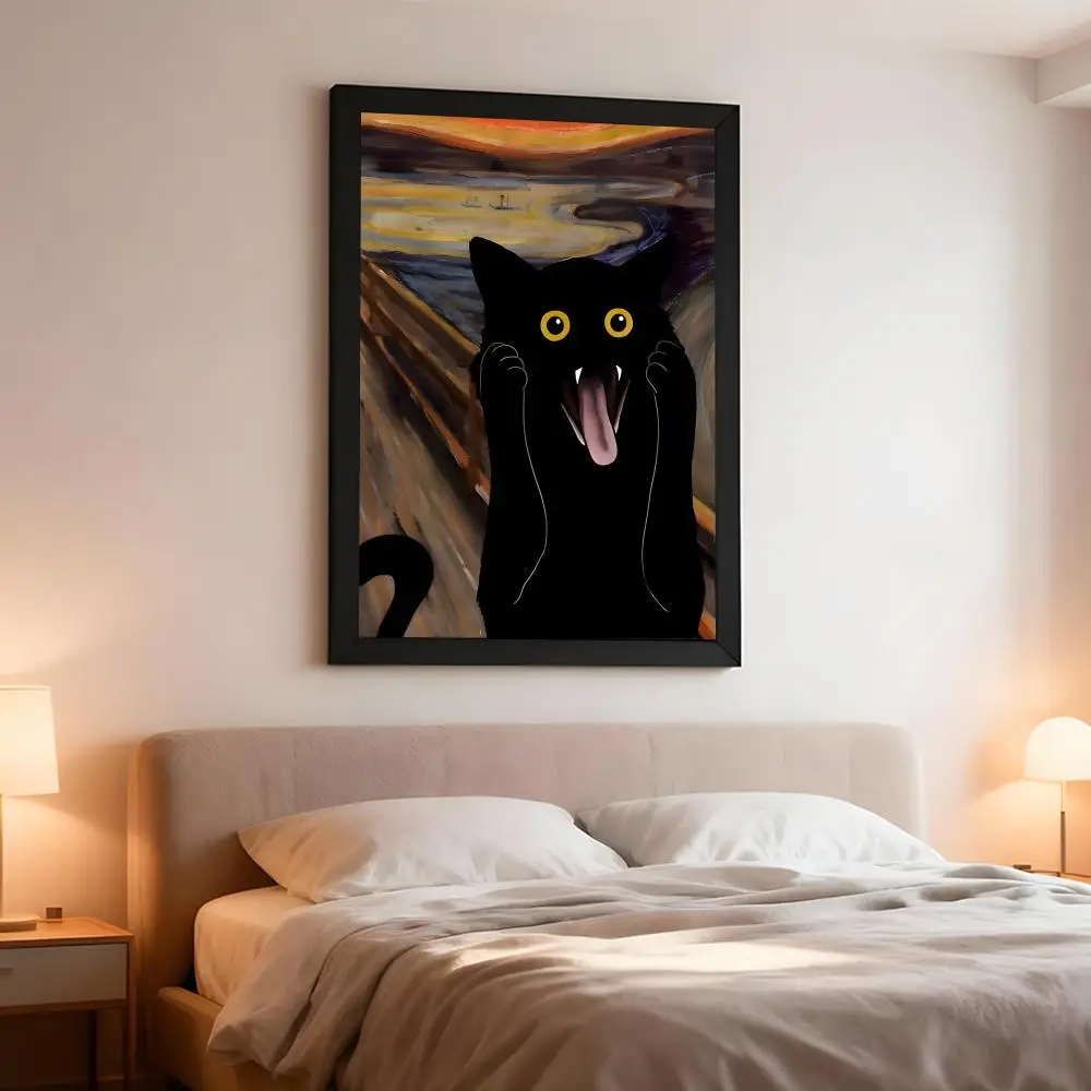 artwork painting V-Van Gogh Black Cat Poster Artistic Instant Peel-Off Wall Decor Atmosphere Setter for Bedside & Shared Room