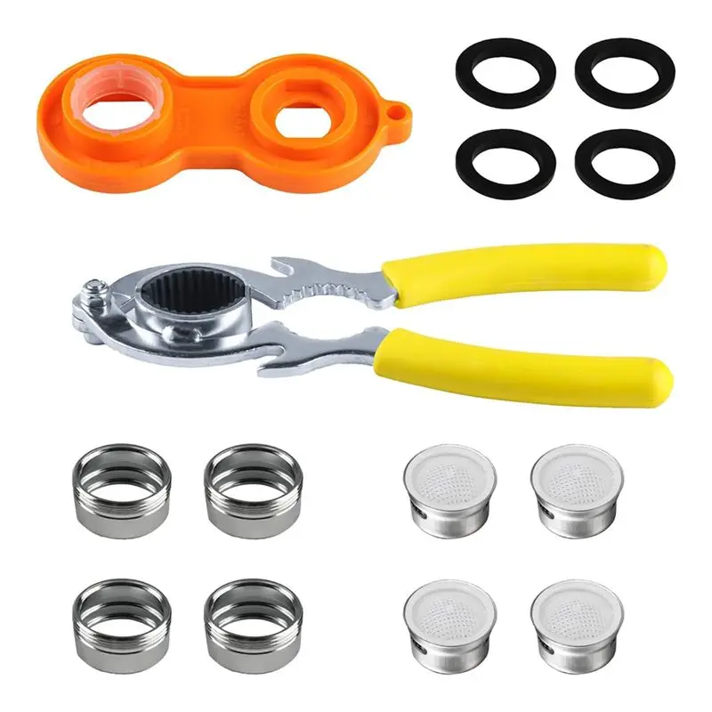 

AT14 6 Pcs Faucet Aerator Removal Wrench Tool, 2 X Sink Faucet Bubbler Aerator Wrenches Kit + 4 X M24 Aerator For Sink Faucet