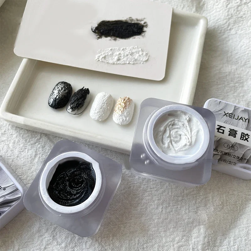 1Jar Drawing Carving Gel Nail Plaster Effect 3D Sand Texture Relief No Need Wash Gel Polish UV LED Nails Polish Lacquer Varnish