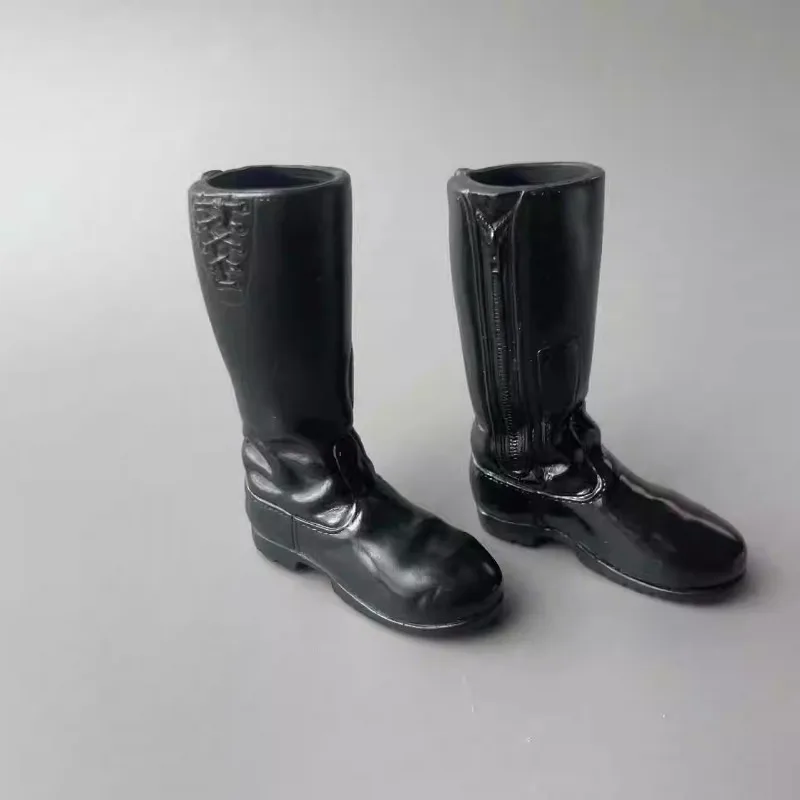 Bottes sulfNoires avec Fermeture Éclair pour Soldats, Chaussures Creuses en Caoutchouc Souple, Accessoire de Corps, 12 Pouces, 1/6