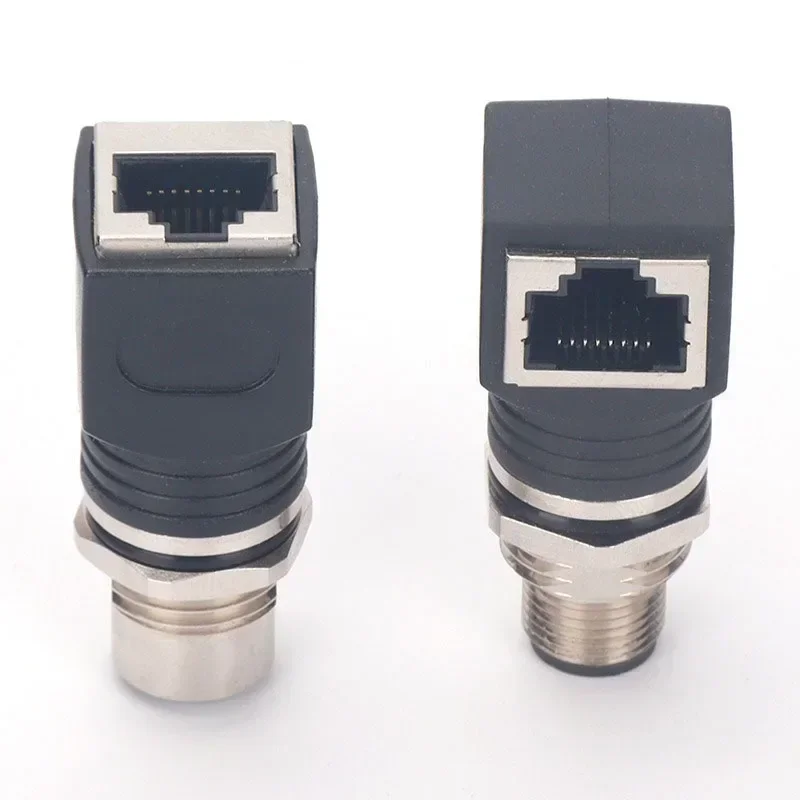 M12 to RJ45 Female Plug D-type 4Pin Adapter Waterproof IP67 Ethernet M12 D-code Male/Female to RJ45 Sensor Connector Industrial