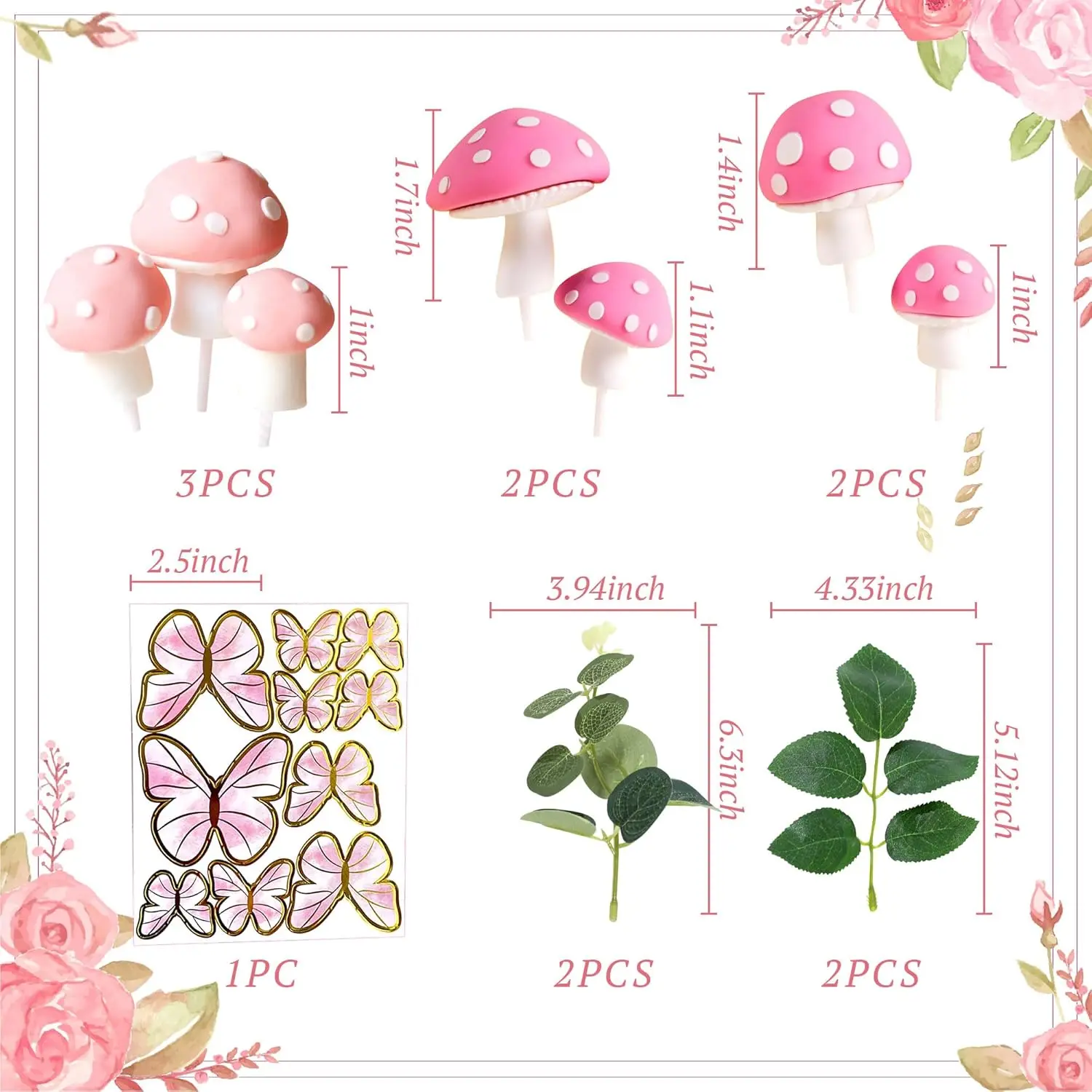 Rosa Pilzhaus-Kuchendekoration – Pilz- und Feenpartyzubehör für die Hochzeits- und Geburtstagsfeier – Detail 2