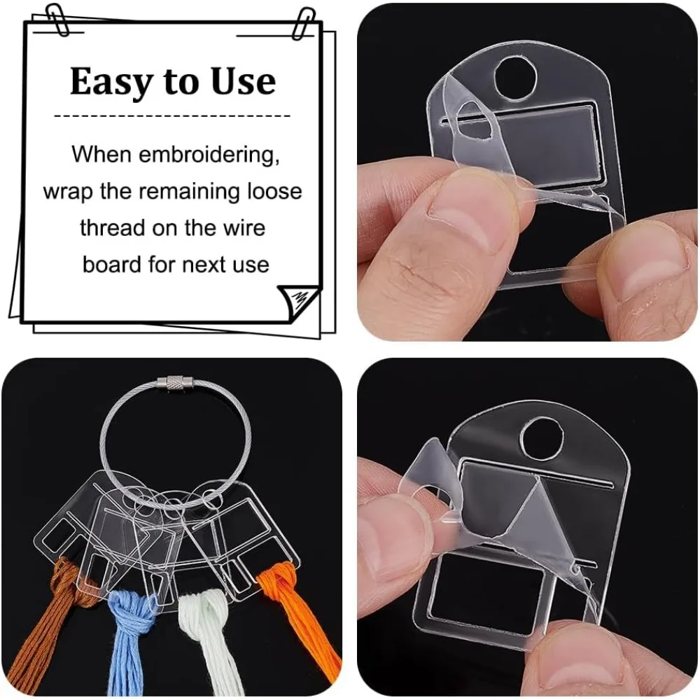 30Pcs Acrylic Floss Drops with 6Pcs Stainless Steel Wire Embroidery Thread Organizers Shield Shape Thread making kit