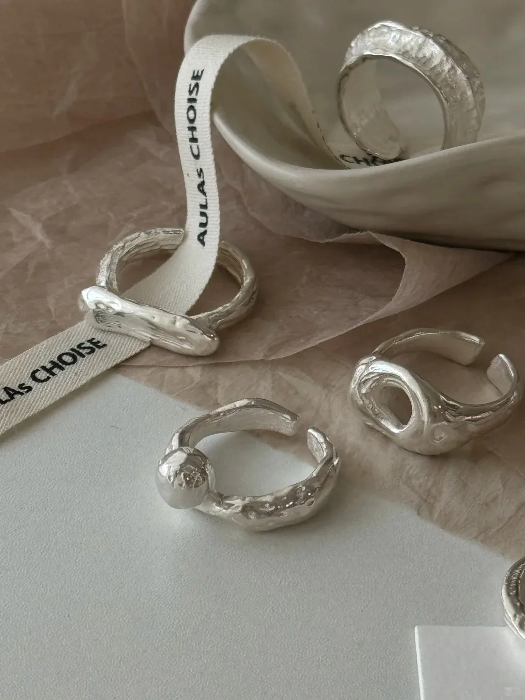 PANJBJ Ring aus 925er-Sterlingsilber mit Zuckerguss-Geometrie für Damen, breite Textur, vielseitig, handgefertigt, Ins-Schmuck, Geschenk, Dropshipping – Detail 10