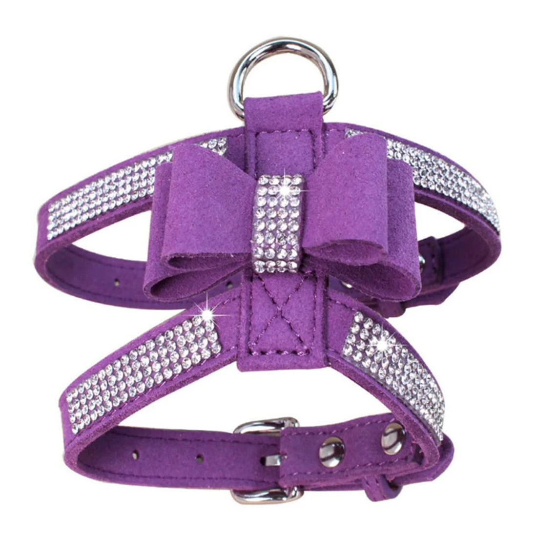 Pet Collar Cute Cat Harness with Leash and Collar, Adjustable Chest Strap with Buckle Rhinestone Soft Bow Pet Dog Cat Harness Le