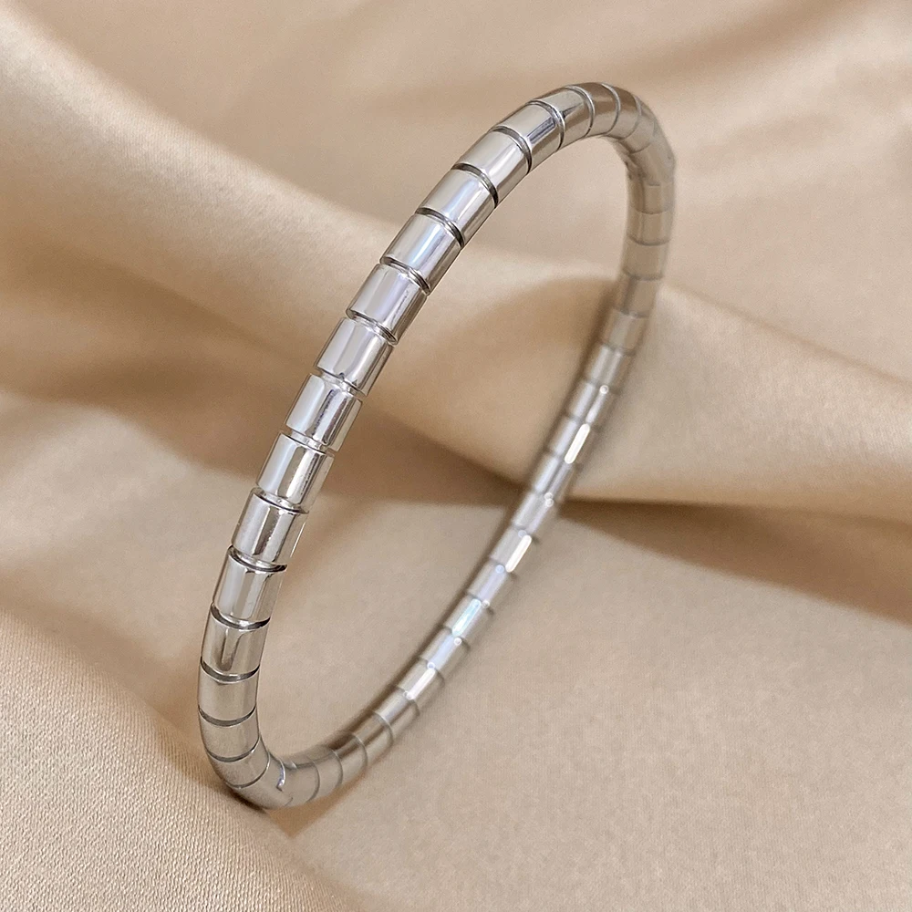 Greatera Creative Stainless Steel Snake Bone Bangles Bracelets for Women 18K Gold Plated Metal Bracelet Waterproof Jewelry 2024
