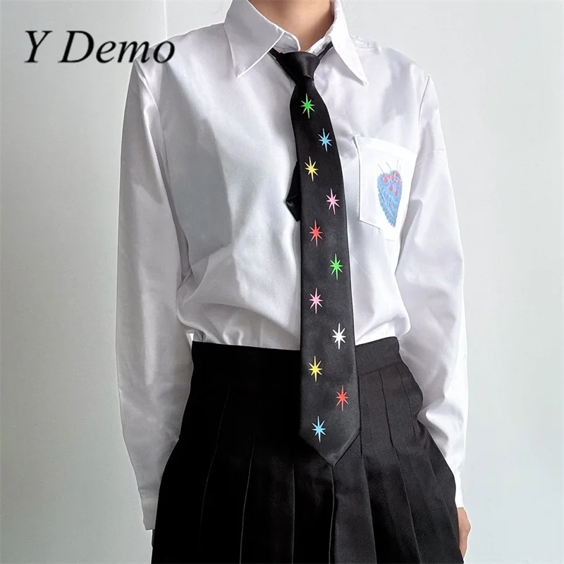 Y Demo Harajuku Sharp Stars Women Long Zipper Ties Shirt Tie Accessory