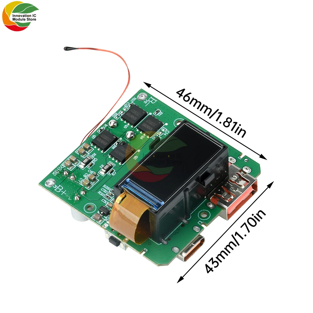 High-Power PD 100W Fast Charging Module 4S Battery Protection Board TFT Color Screen Digital Display Power Bank Mainboard