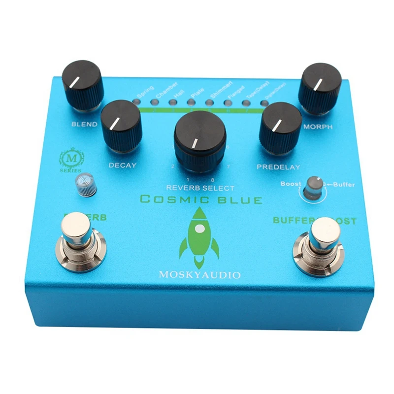 

MOSKYAUDIO COSMIC BLUE Guitar Bass Effects Pedal Reverb 8 Models Function Guitar Bass Effects Processor Parts Replacement