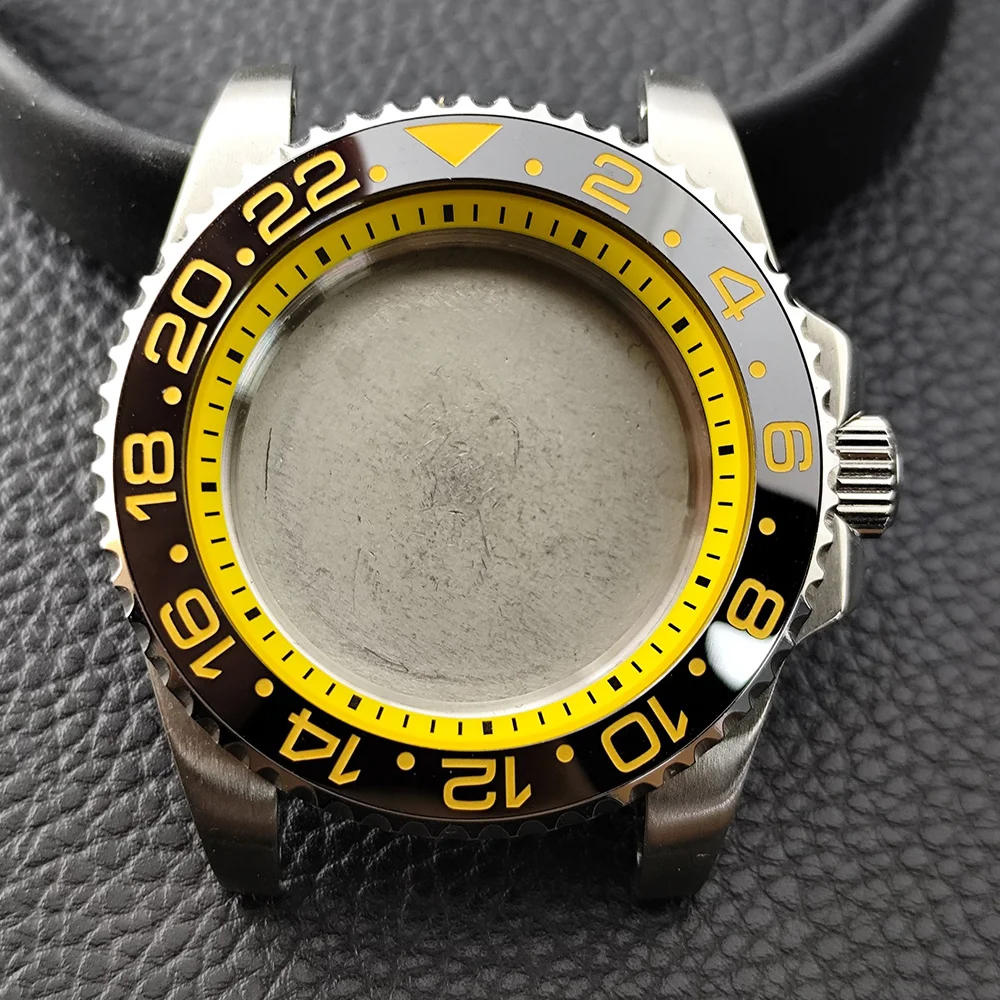 NH35 High-quality 40.5mm Silvery GMT Have Chapter Ring Steel Case Fit NH34 NH35 NH36 Movement Sapphire Glass Watch Box image 3