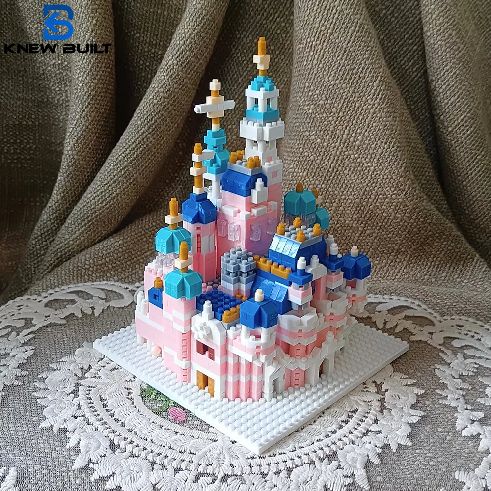 KNEW BUILT Super Mini Pink Castle Construction Asian Architecture Building Blocks Children Toy Assemble Brick Potala Model Tower