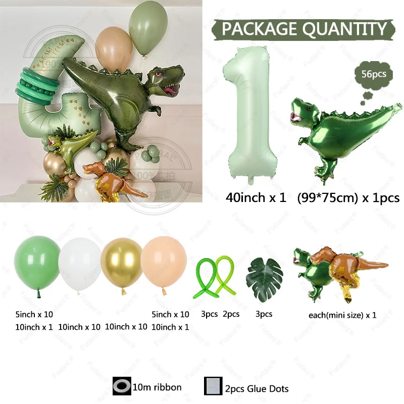 Jungle Theme Dinosaur Party Balloon Arch Set 56pcs for Wild One 1-9st Birthday Party Decoration Baby Shower First Birthday view 5
