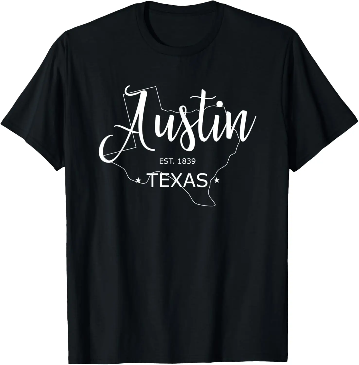 

Classic Austin Texas TX Shirt Est 1839 Texas State Map Tee