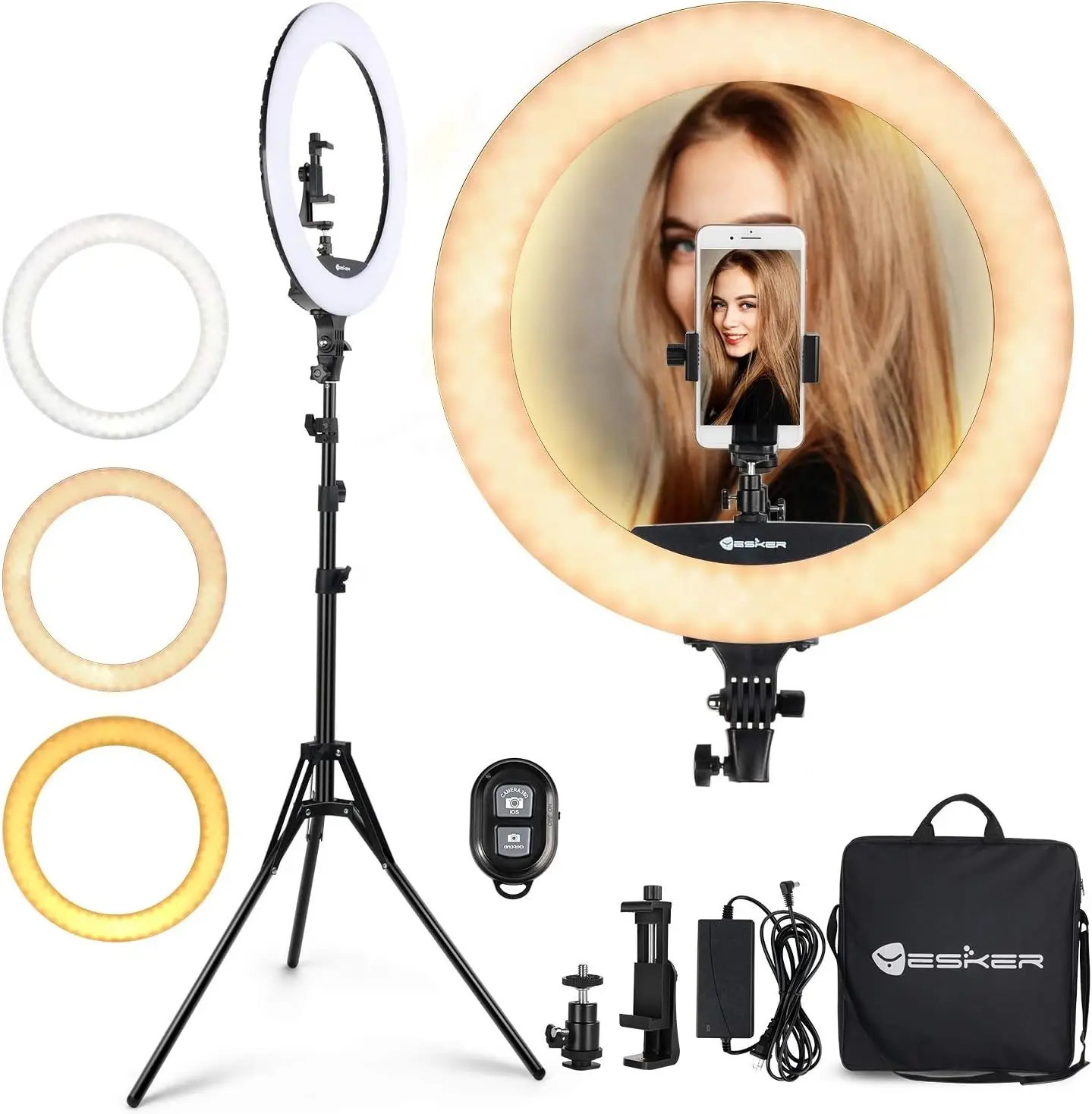 

Ring Light 18 Inch LED Ringlight Kit with 73 inch Tripod Stand with Phone Holder Adjustable 3200-6000k Color Temperature