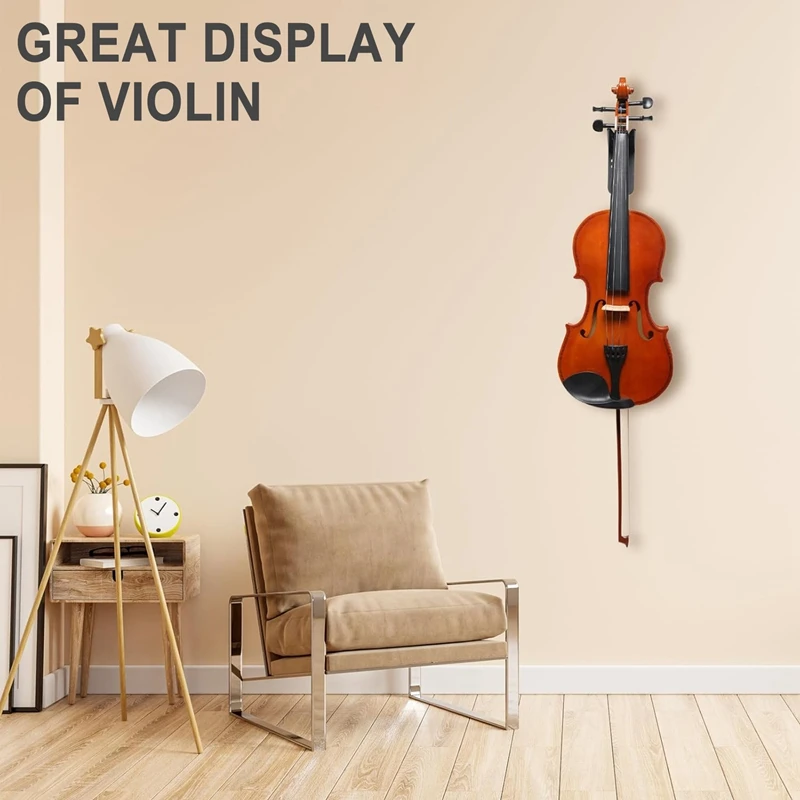 Violin Wall Mount With Bow Holder,Home & Studio Wall Mount Violin Viola Stand Violin Accessories