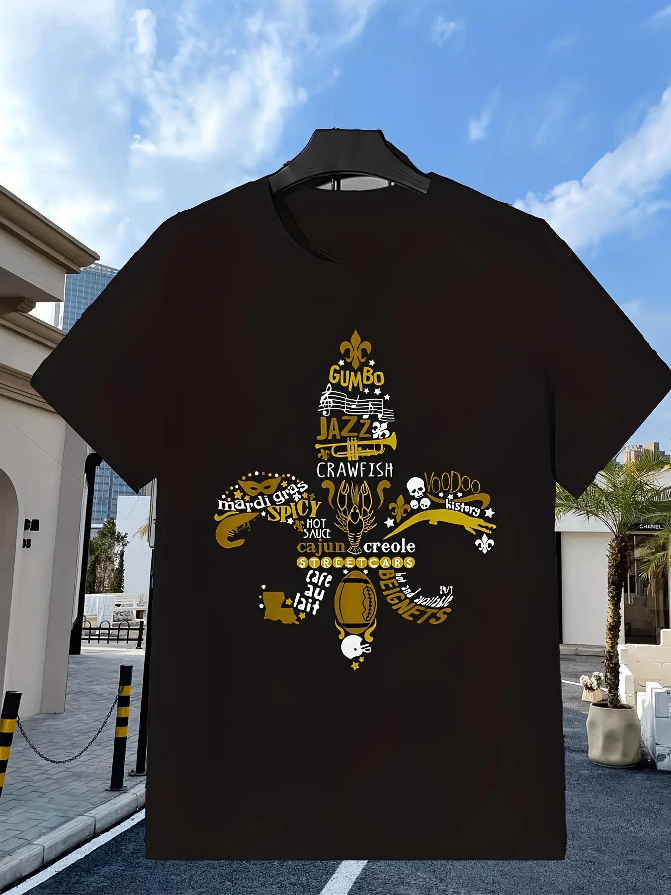 New Orleans Cajun Culture T-Shirt for Soft Breathable Fleur De Lis Jazz Music Crawfish Boil Graphic Tee Lightweight Crew Neck Casual Shirt for Louisiana Pride Christmas Gifts