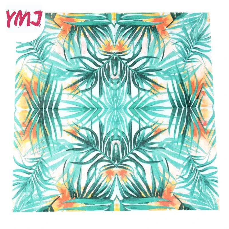 Servilleta de hoja verde con estampado de azafrán para decoración de Hotel, restaurante occidental, café, paleta de madera Original, papel de comedor de 2 capas, 20 piezas/pac