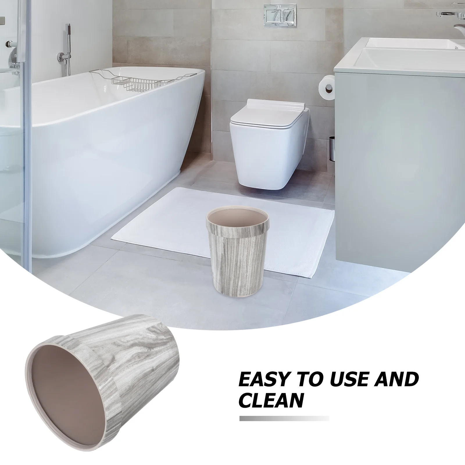 

1pc Retro Garbage Container Imitation Wood Pattern Plastic Trash Bucket Large Capacity Household Waste Box Kitchen Bathroom