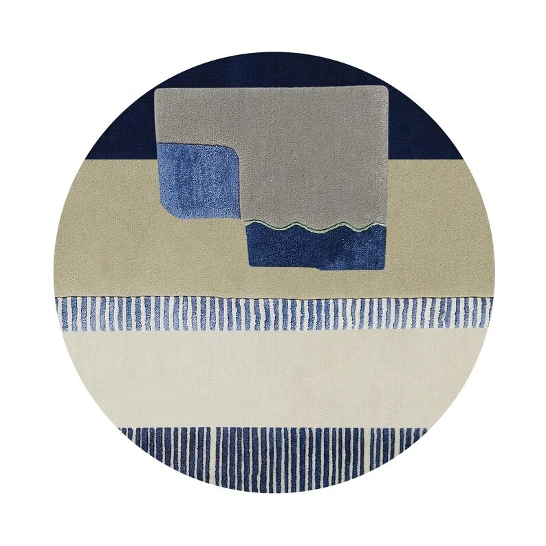 Round Plush Rug – Soft Wool Carpet for Living Room, Office & Bedside