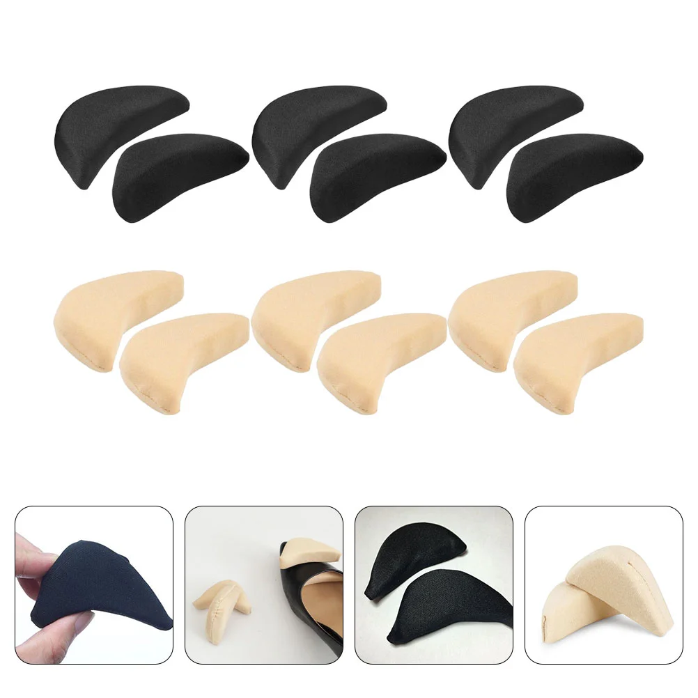 6 Pairs Sponge Toe Plug Women's Shoe Inserts Loafer Heels Forefoot Pads Filler Too Big Shoes