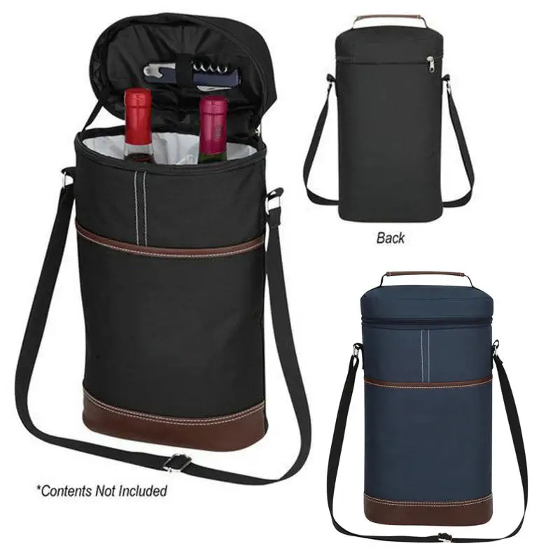 Soft Cooler Wine Bottle Insulated Bag for Wine Thermal 2 Drink Bottle 750ml Beer Outdoor Bag for Travel Carrier Tote Wine Glass