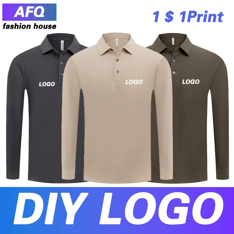 

Enterprise business high-end polo shirt custom work clothes printed logo long sleeve lapel group cultural shirt DIY embroidery