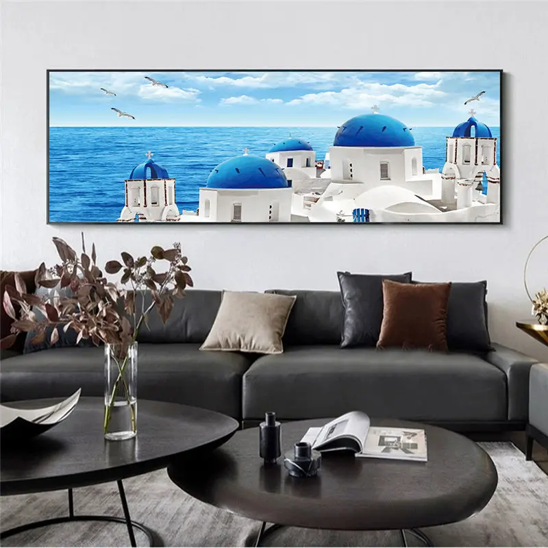 Nordic Greece Santorini Aegean Sea Views Wall Art Picture Canvas Painting Print Poster Living Room Home Decor Background Cuadros