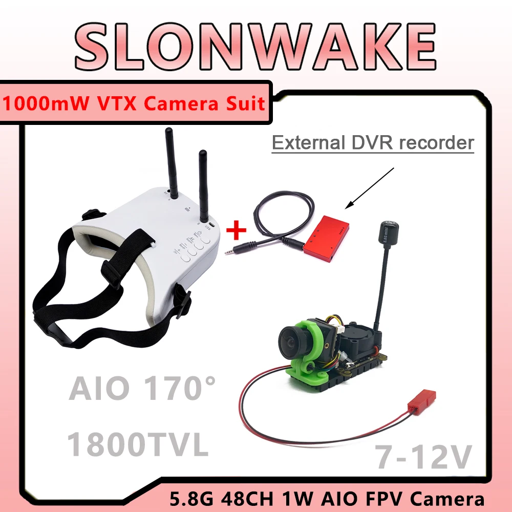 5.8G  48CH Ready to use FPV Goggles Receiver with DVR  and 300mw/600mw/1000mW VTX Transmitter 1-5km and 1800TVL Starligh camera