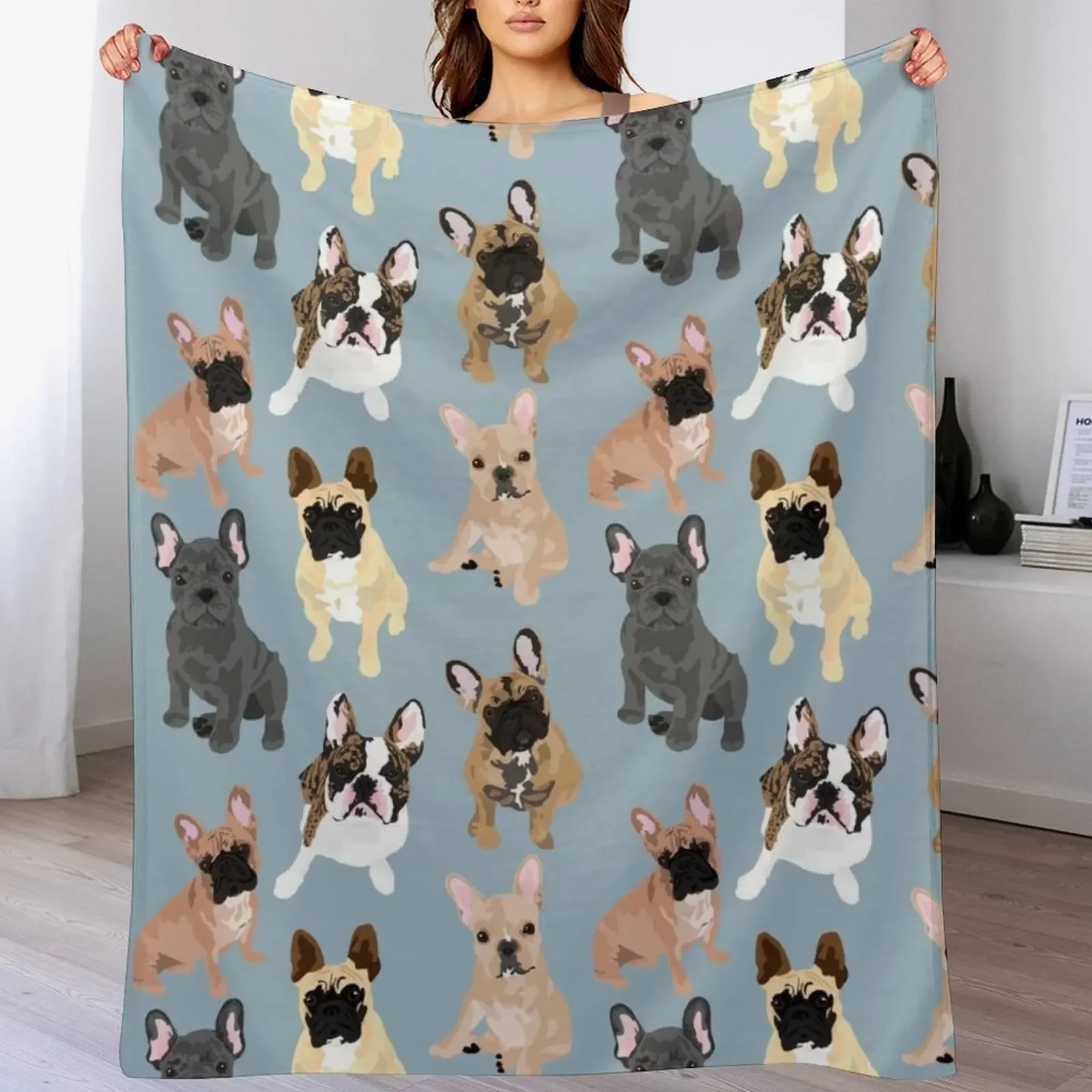

Frenchie Throw Blanket Cozy Napping Blanket Gift for Mom Dad