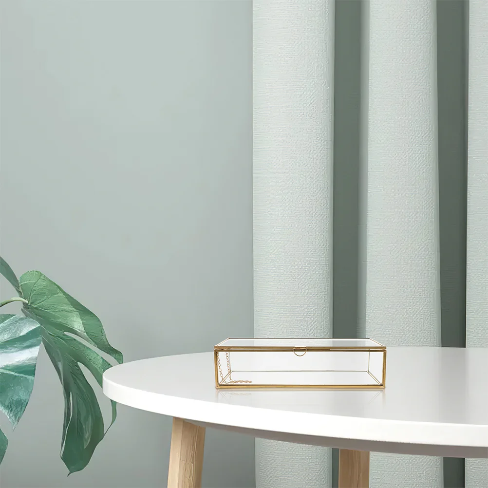 

5.7x3.5x2.1 Glass Jewelry Box Vintage Style Transparent Display Organizer for Trinkets Rings and Bracelets Jewerly Box