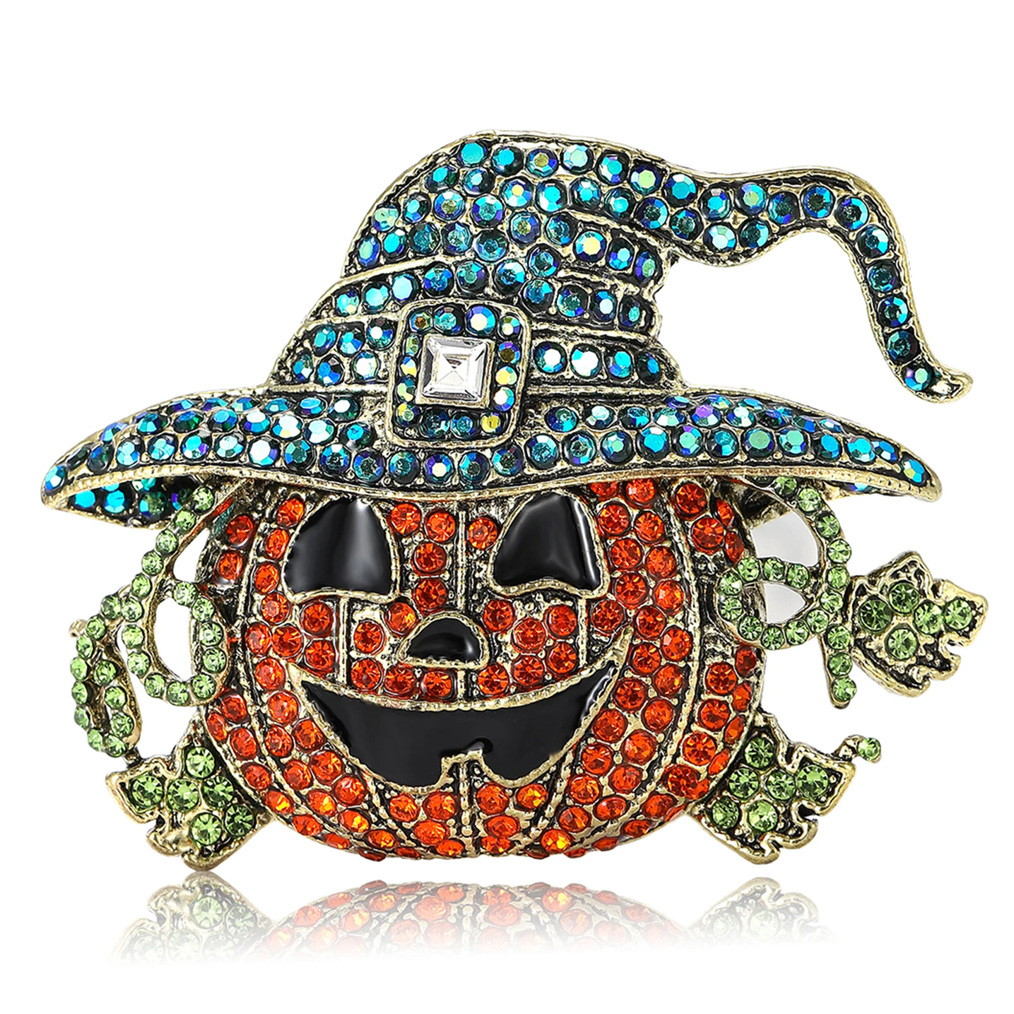 

Halloween Luxury Rhinestone Pumpkin Brooches for Women Unisex Plant Pins Casual Party Accessories New Gifts Friends Decoration