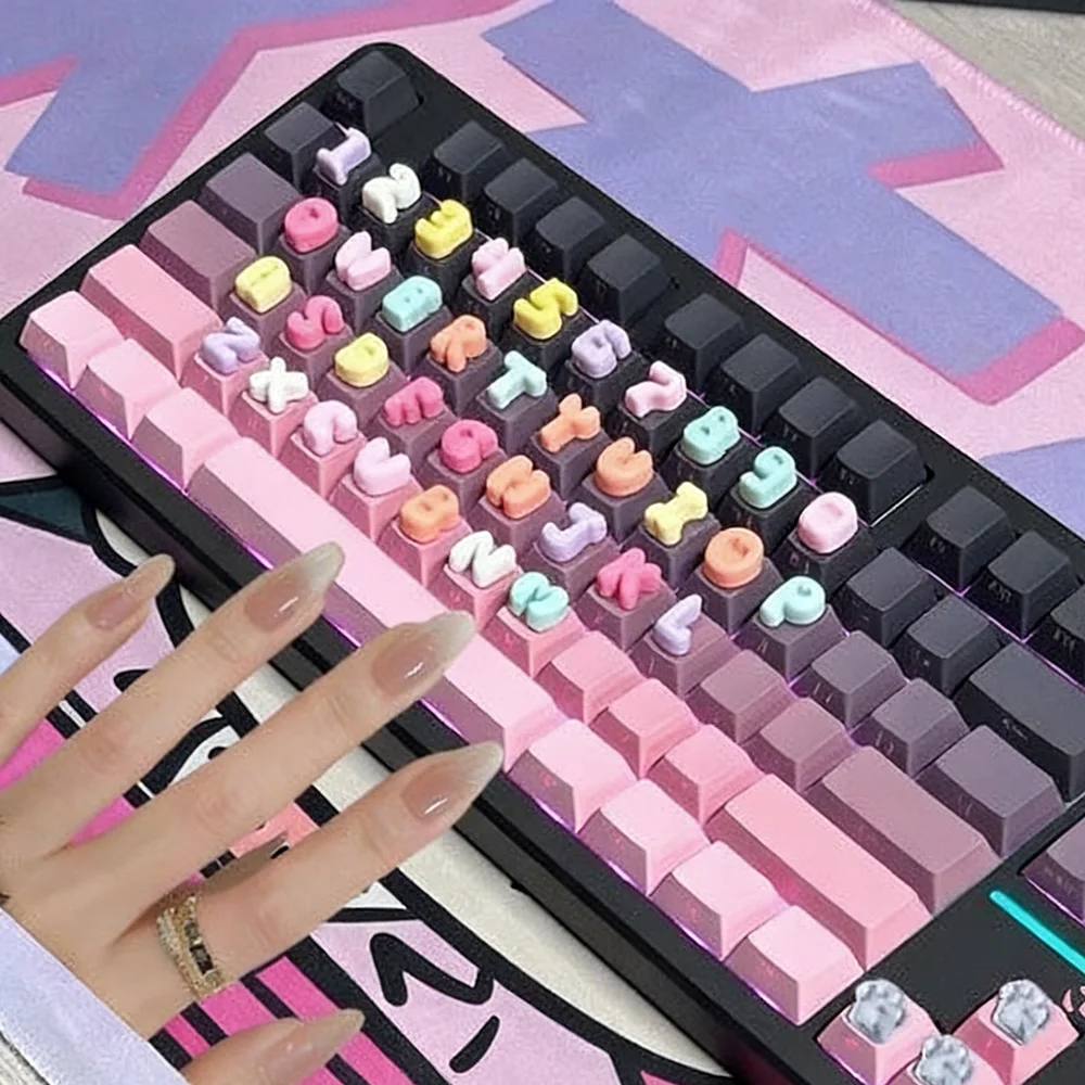 Cute Transparent DIY Keyboard Stickers, 3D Letters & Numbers, INS Style Resin Decoration for Keyboard
