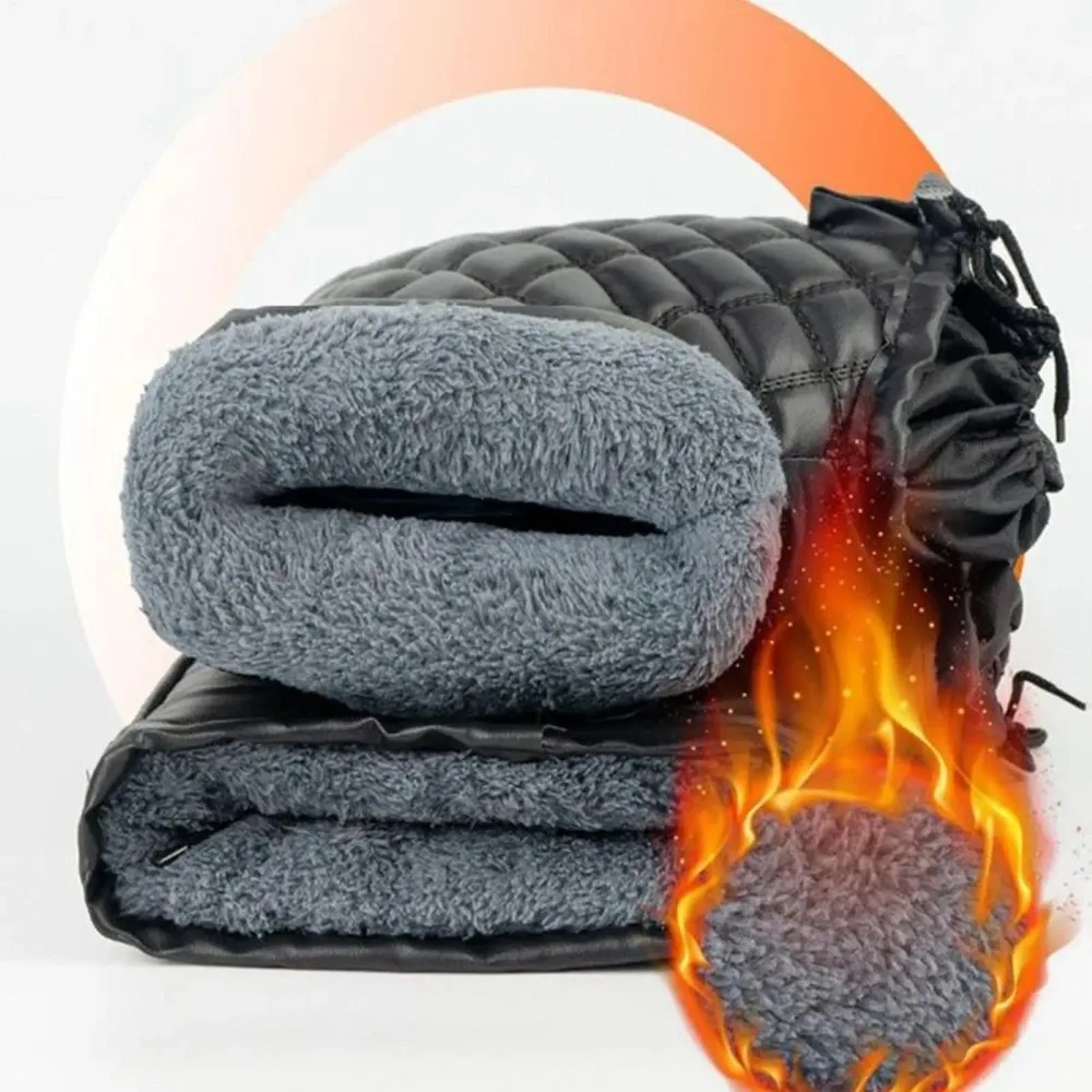 العالمي للدراجات النارية المقود قفازات دافئة مقاوم للماء يفشل اليد بولي Leather الجلود سميكة المخملية مقابض حامي الخريف والشتاء