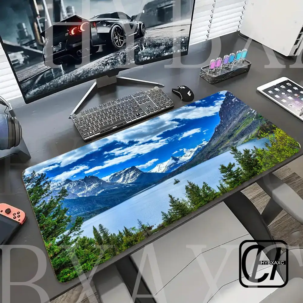 

Mountain Desk Mat, Glacier National Park, Landscape Mouse Pad, Desk Decor, Western Mousemat, Aesthetic HYBXAXC Mat，keyboard pad