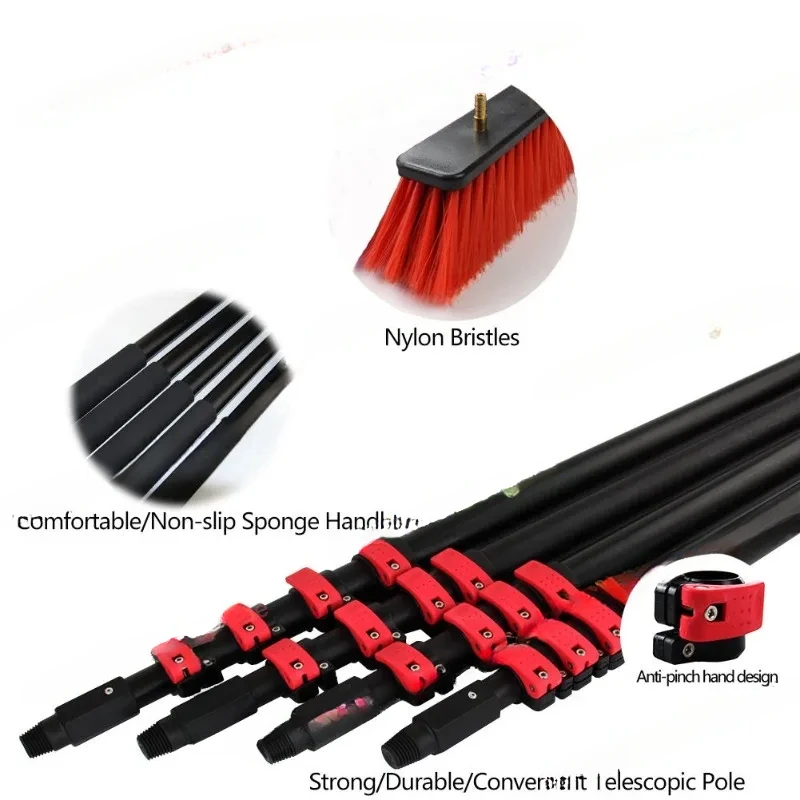 Professional Telescopic Window Cleaning Water Fed Brush High Reach Extendable Pole For Solar Panel Maintenance（1PCS)
