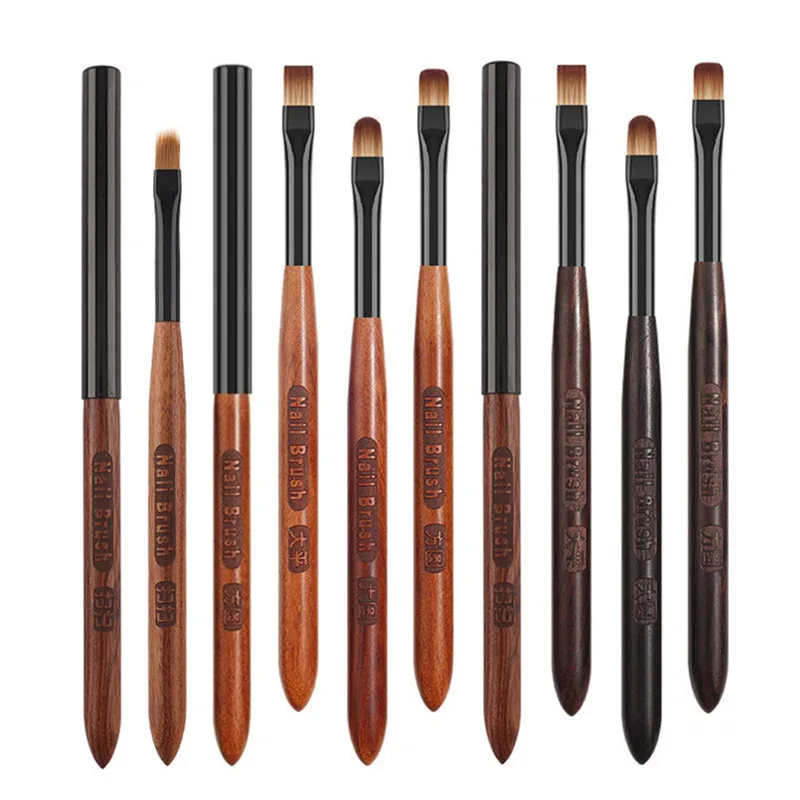 2Pcs Round Wood Handle Nail Ombre Brush Nail Art Painting Pen Brush UV Gel Polish Gradient Color  Acrylic Nail Drawing Pen