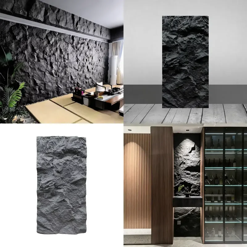 for Multi-color Exterior Wall Panels Composite PU Stone Artificial Stone 3D Large Wall Panels for Wall Decoration
