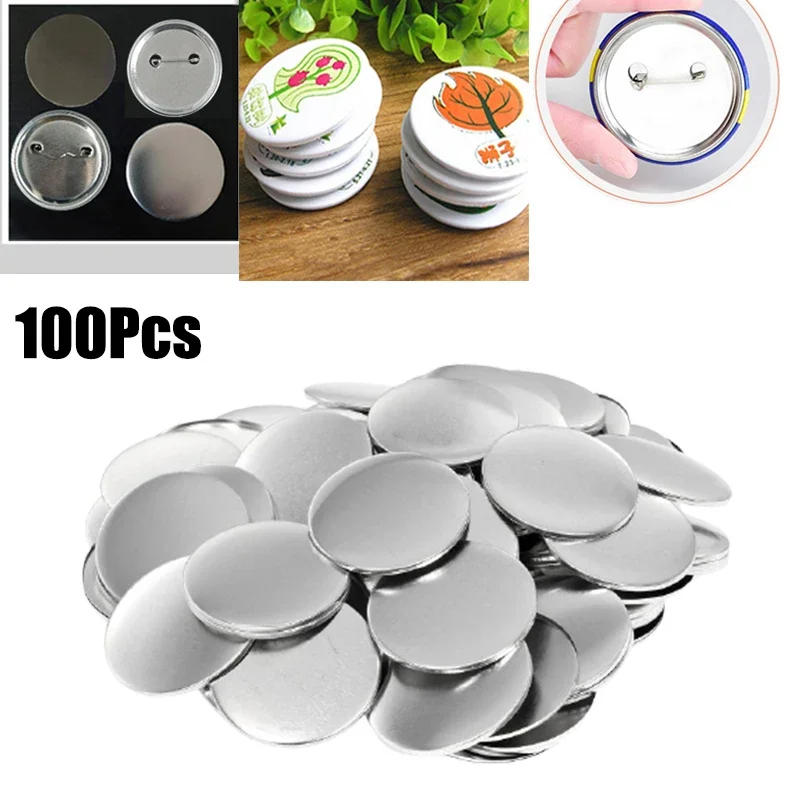100pcs Blank Badge Pin Button Maker Parts Household Items DIY Art Crafts Material Button Making Part Badges Set 75MM