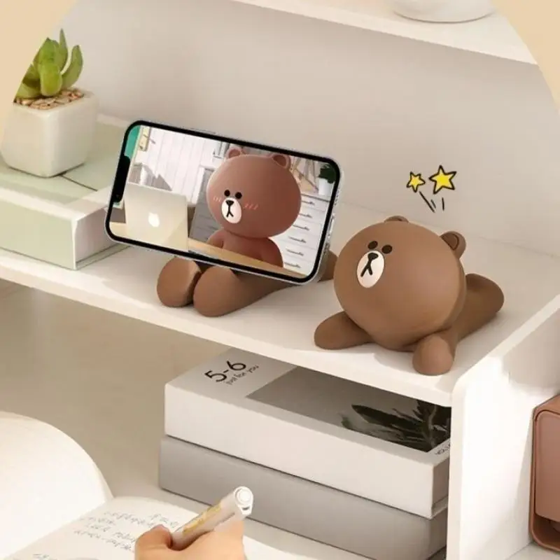 Nowy Kawaii leżący miś leniwy stojak na telefon stacjonarny Cute Cartoon Tablet Bedhead Office kreatywna dekoracja wisiorek prezenty dla dzieci