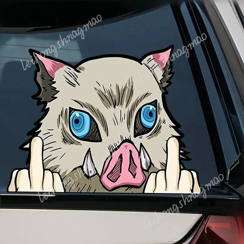 مضحك Inosuke نظرة خاطفة ملصقات السيارات شيطان القاتل أنيمي ملصق الوفير محمول الأمتعة الجسم الخدوش مغطاة ملصقات الفينيل