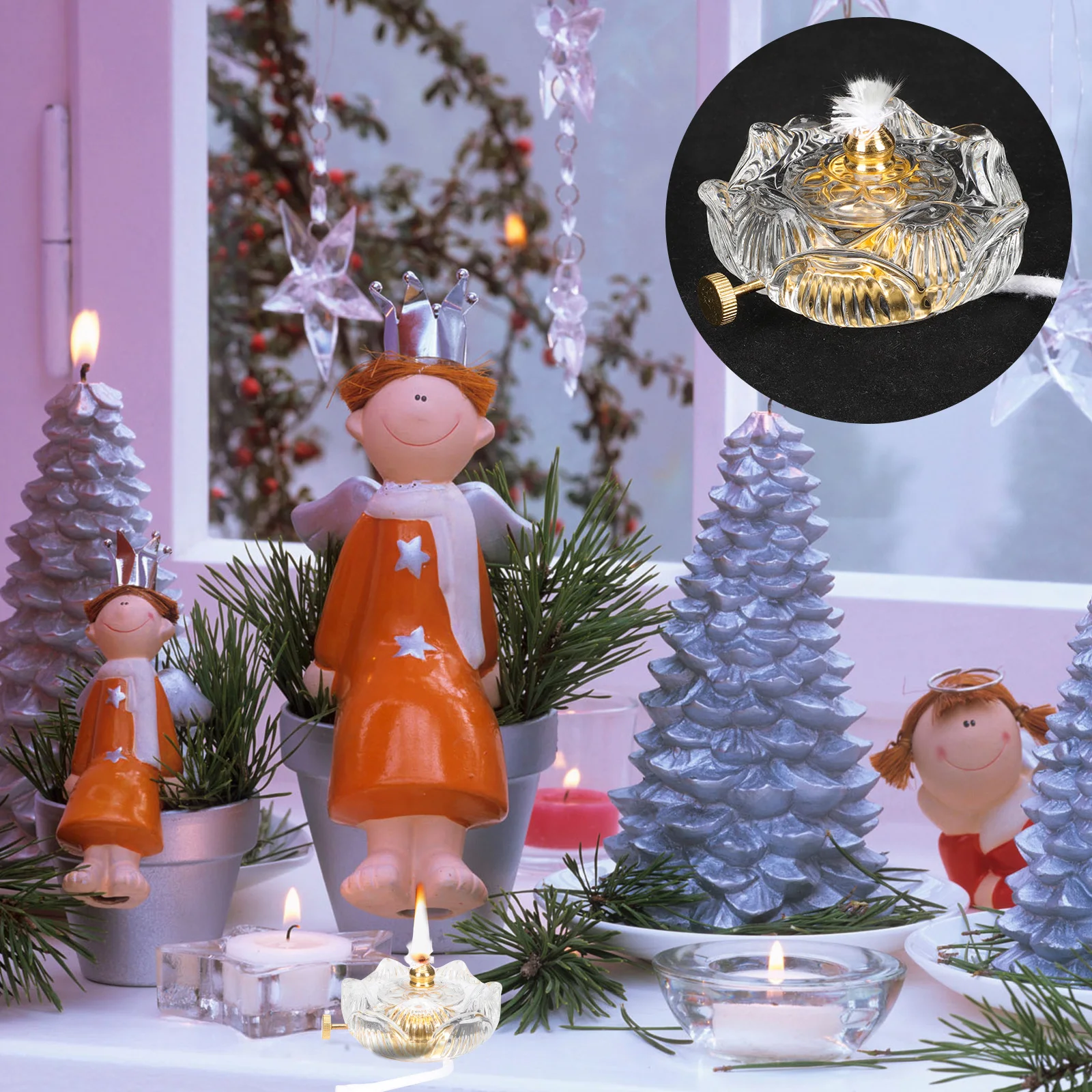 

Lotus Kerosenelamp Burner Retro Style Oil Lamp Replacement Burner Part Durable Crystal Material Long Use Oil Lamp Parts