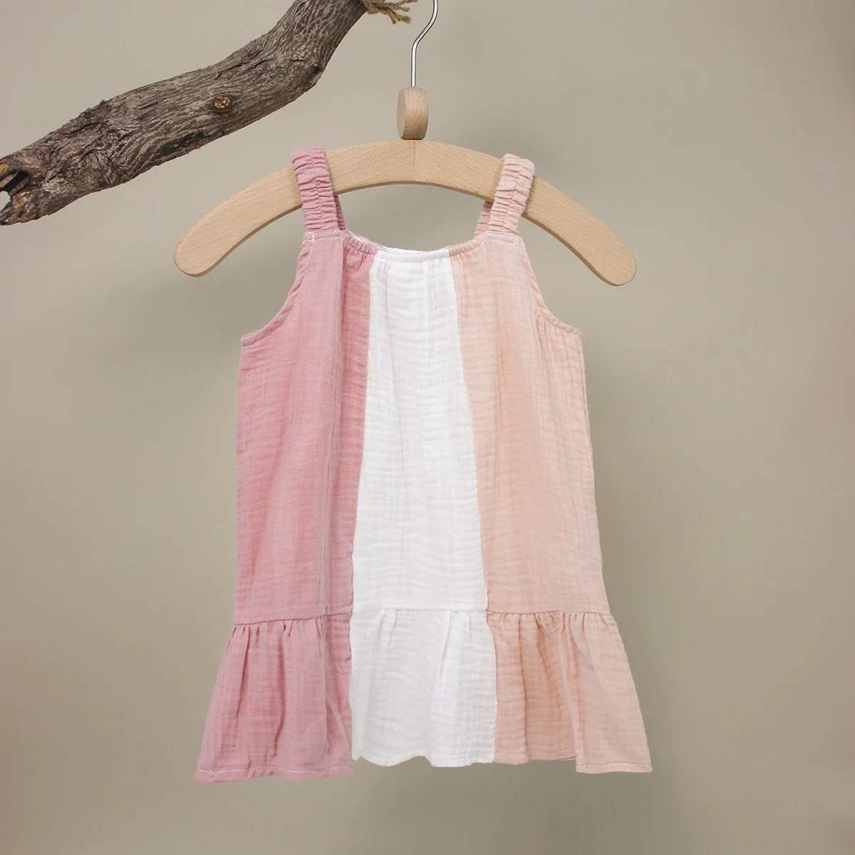 Summer New Girls' Suspender Dress, Pure Cotton Cute Sleeveless Dress,  Spaghetti Strap Dress for babies aged 0-3 years old