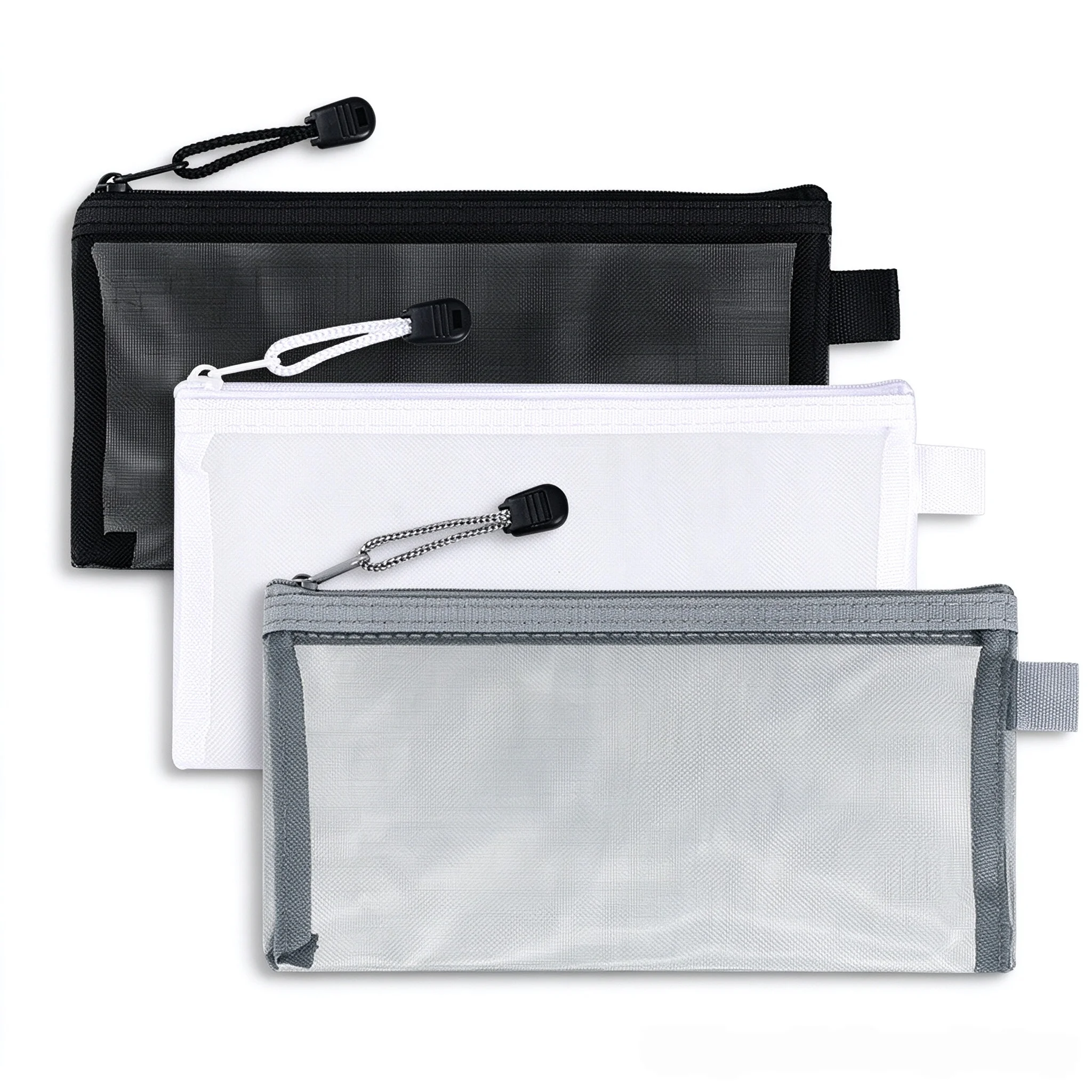 Transparent Mesh Zipper Pencil Case for Students – Exam Organizer, Minimalist Stationery Bag for Pens, Documents & Files