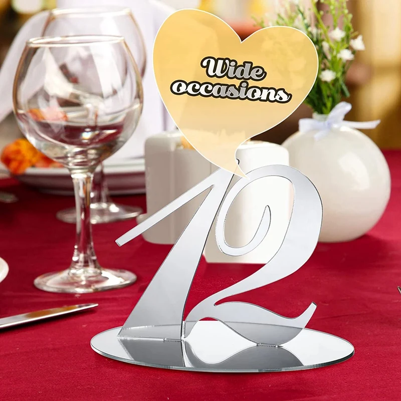 أرقام طاولة الاكريليك ، اللون الفضي ، لحفل الزفاف