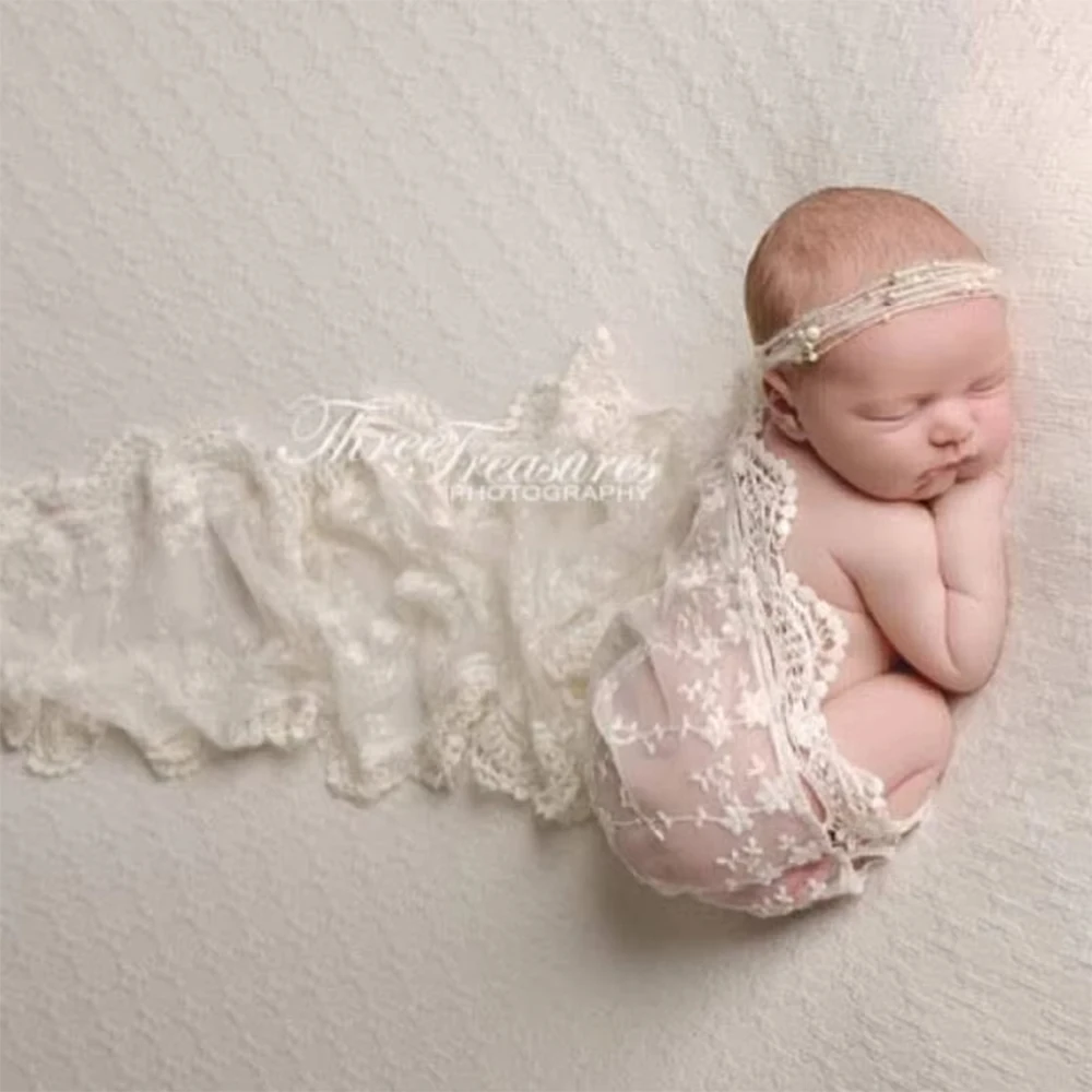 Newborn Photography Prop Lace Wrap Blanket Backdrop For Baby Girl's 50 Days My First Christmas Photo Shooting Studio Accessories