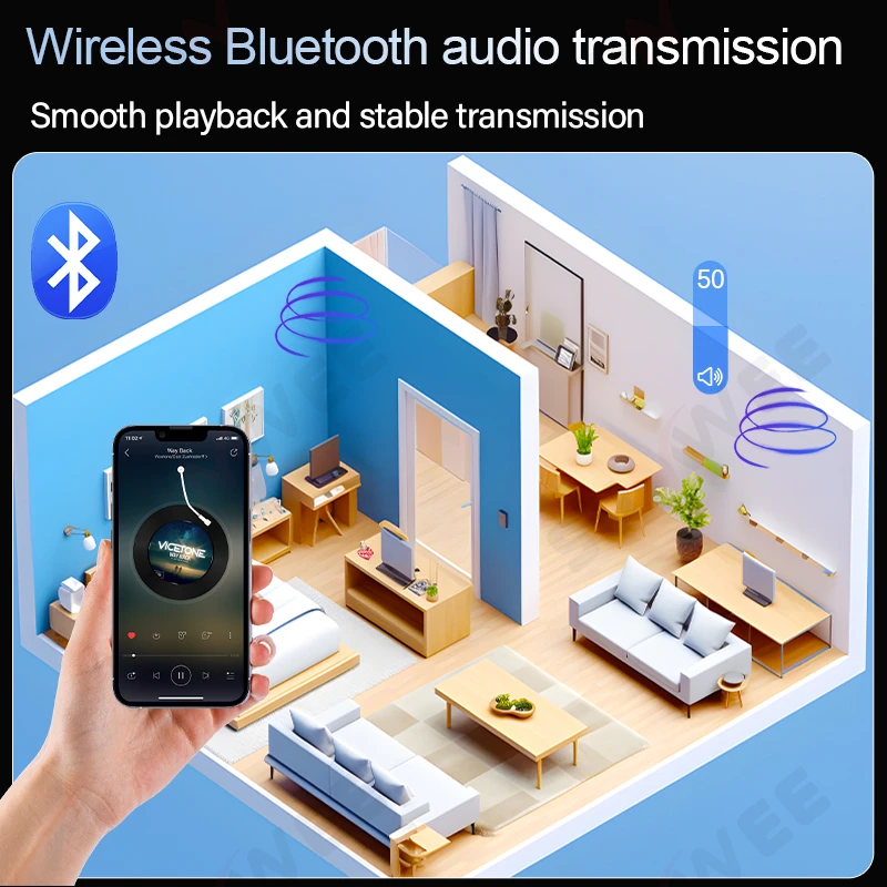 Bluetooth аудио в настенном усилителя, звуковая система домашнего кинотеатра, панель управления, фоновый музыкальный плеер со стерео потолочным динамиком