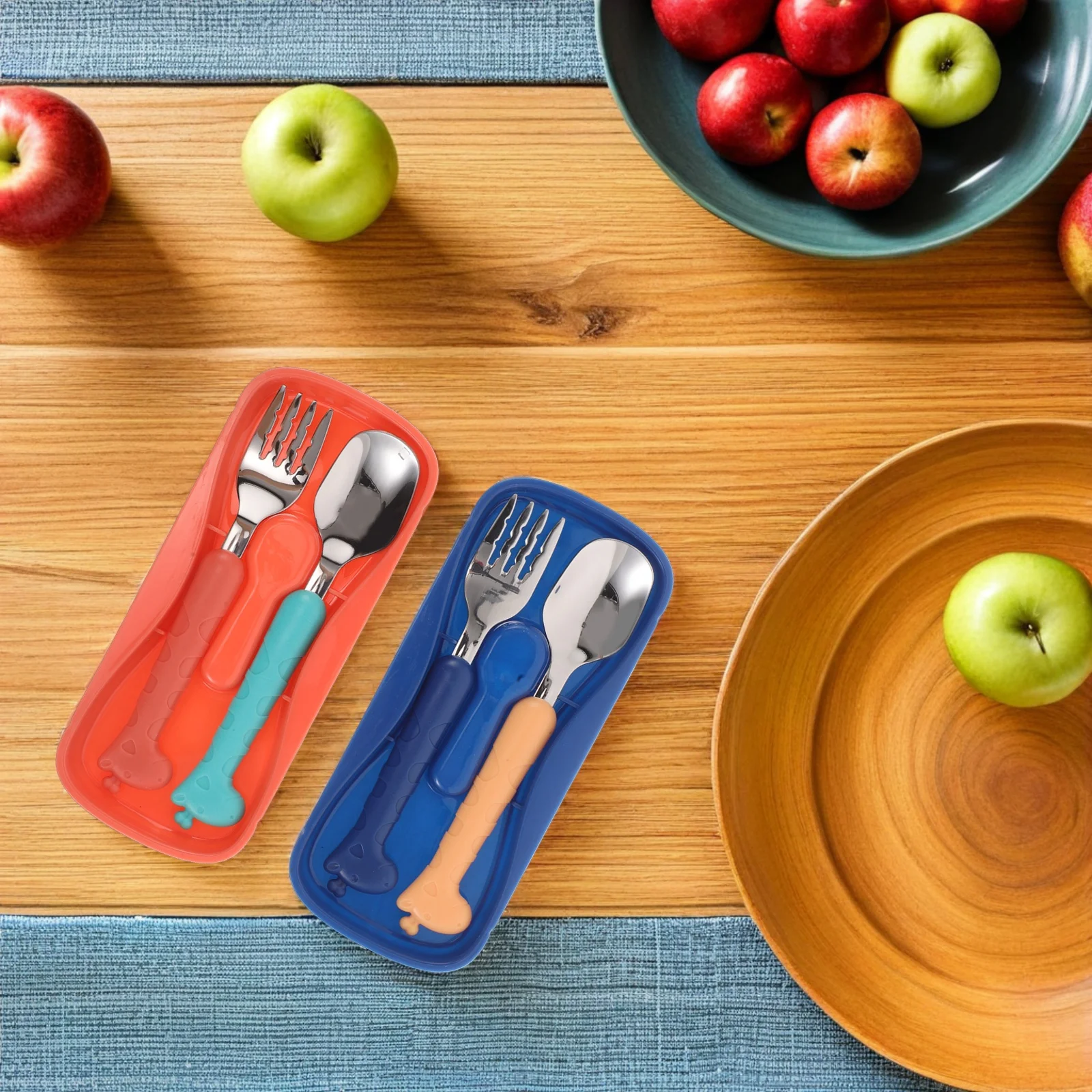 1 مجموعة أطفال أواني الفولاذ المقاوم للصدأ مجموعة طفل شوكة ملعقة مقابض مريحة المحمولة حقيبة سفر صندوق أدوات المائدة للأطفال #5