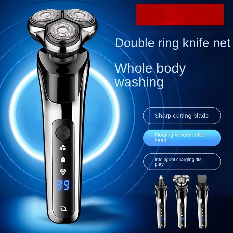 3-in-1 Electric Shaver Rechargeable High Power For Men 5000 Digital Display Washable Nose Hair Remover Sideburn Remover