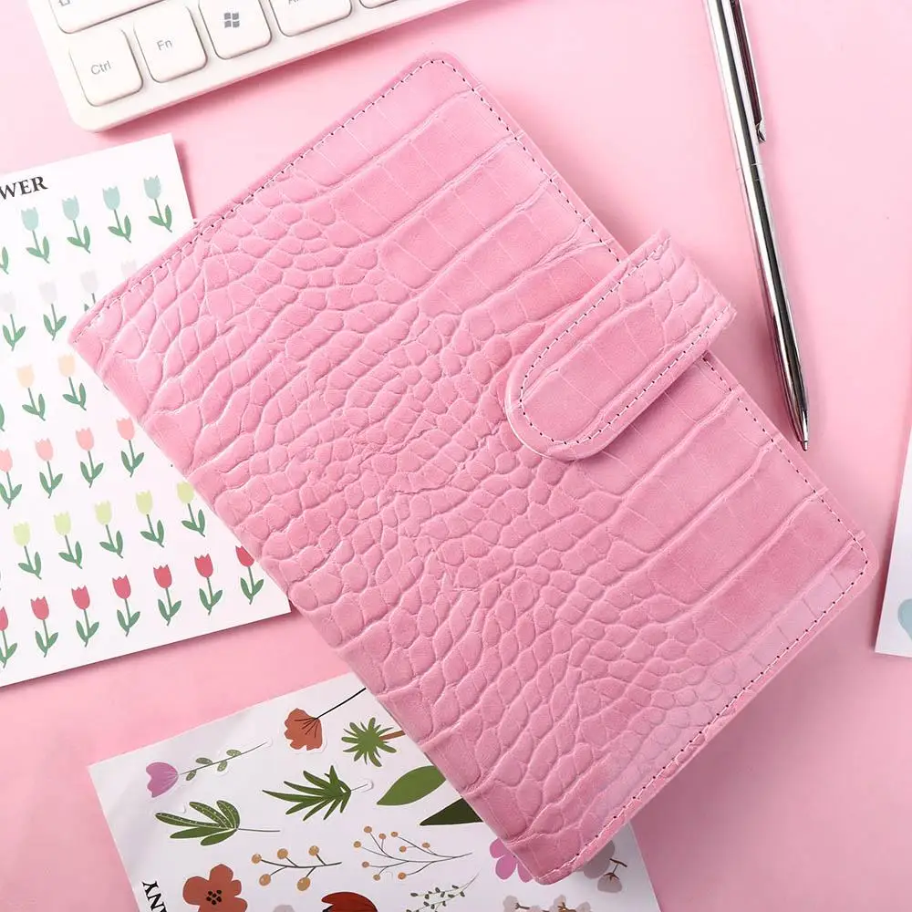 School Supplies Ring Binder PU Leather Crocodile Pattern A6 Notebook Notepad Cover Binder Cover Notebook Cover Loose-Leaf Cover